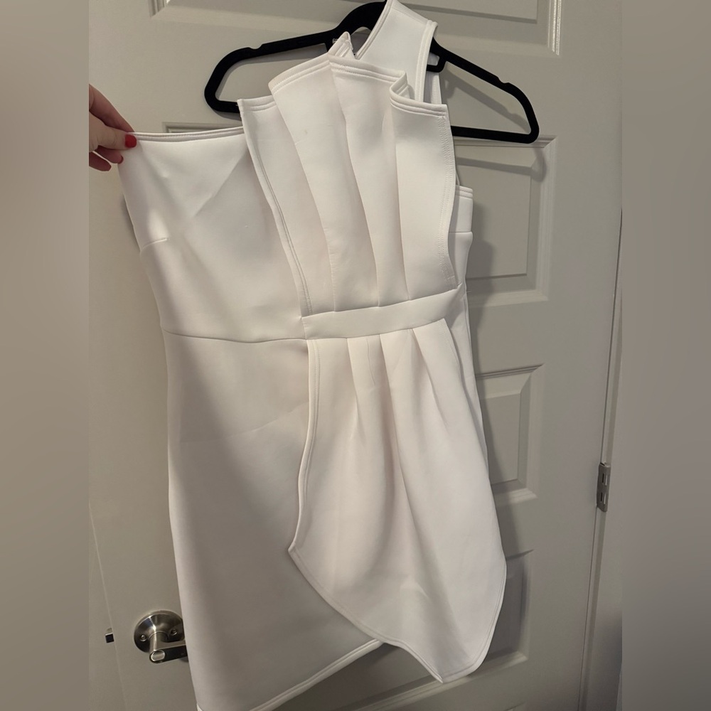 New York & Company Asymmetrical White Dress